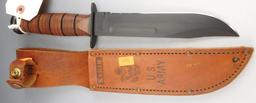 Lot #21 - Buck model 119 knife in sheath (10”), US Army Ka-Bar in letter US Army leather  sheath