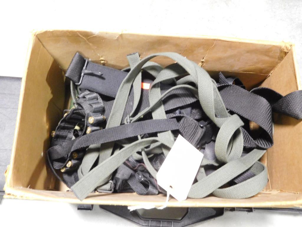 Lot #266 - (2) HK shoulder Clip holder, Ammo Belt, shoulder straps, Contico Double shot  gun and