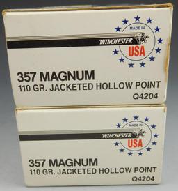 Lot #36 - + or – (75) rounds of Winchester 357 Magnum, 110 GR, Jacketed H.P, (1) full box of