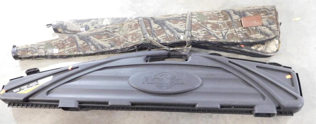 Lot #37 - (2) Browning Camo soft sided rifle cases, (1) Safe Shot model 6470SC hard rifle  case