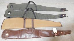 Lot #44 - (2) Browning soft sided shotgun cases, (1) Boyd Soft sided rifle case, Browing  leather