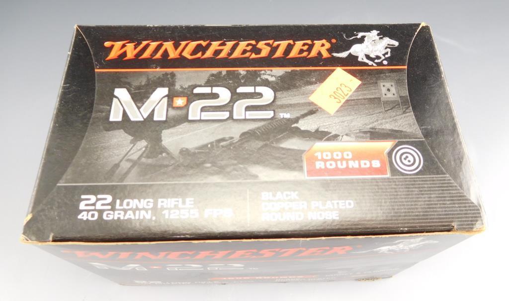 Lot #74 - (1000) rounds of Winchester M22, 22 Long Rifle, 40 GR, Black copper Plated Round  Nose