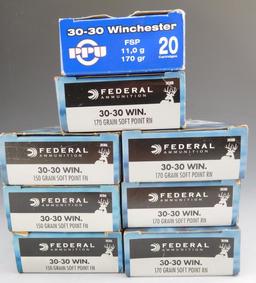 Lot #80 - (60) rounds of Federal Power Shok, 30-30 WIN, 150 GR, Soft Point, F.N, (80)  rounds or