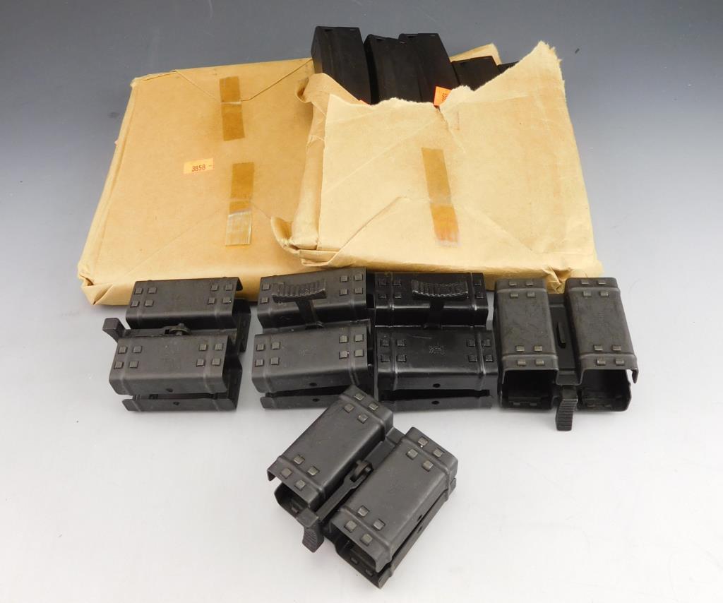 Ten HK MP5 30 Rd Mags in Orig. Paper Packaging Date Code IG. + 5 HK Double Mag Couplers.   Mags