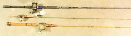 Lot #3 - Diawa Sealine SL30SH level wind combo, Vintage JC Higgins rod and reel combo, vintage