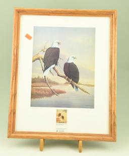 Lot #38 - Framed 1989 Maryland Wildlife stamp print of Bald Eagles by John Taylor
