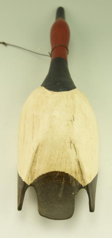 Lot #162 - Bob Booth, Chincoteague, VA 1992 carved hanging Canvasback drake w/ game string