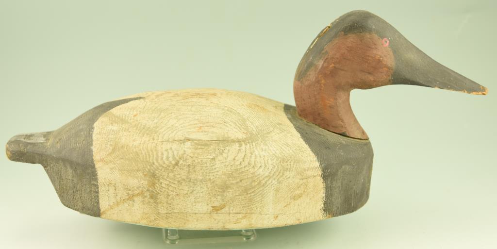 Lot #166 - Pair of vintage Chesapeake Bay Canvasback Decoys hen and drake with wooden keels