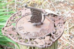 Lot #1 -  Cast iron butterfly decorated sun dial 12” diameter