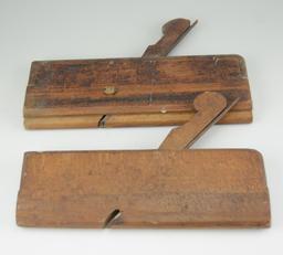 Lot #26 - (7) Primitive wooden molding planes in basket ( various sizes)