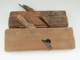 Lot #26 - (7) Primitive wooden molding planes in basket ( various sizes)