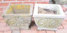 Lot #6 - Pair of concrete square garden planters 12”