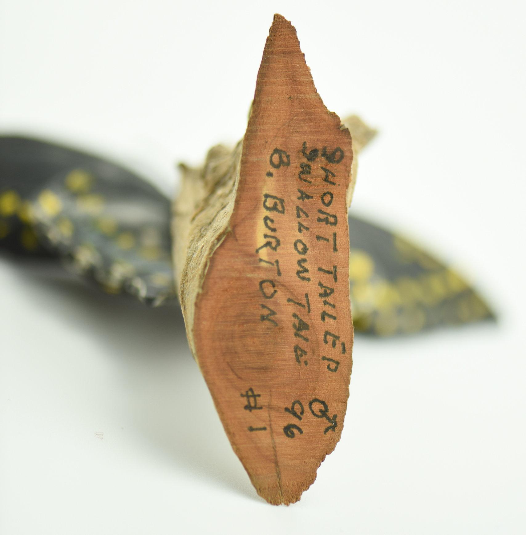 Lot #356 - Superb carved Short Tailed Swallow butterfly on driftwood signed on underside B.