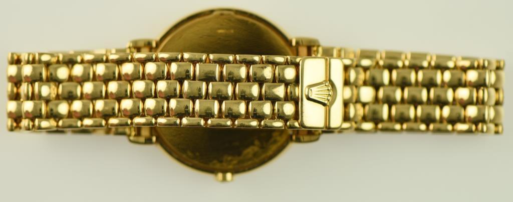 Lot #10 - 18K Yellow Gold Men’s Rolex Cellini wrist watch with Roman dial & Panther link bracelet.