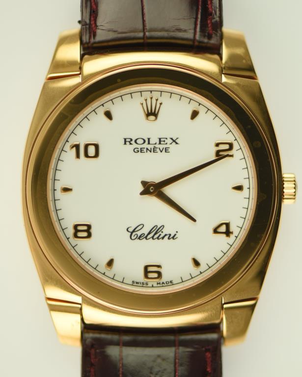 Lot #8 - 18K Rose Gold Men’s Rolex Cellini Cestello style wrist watch with Manual Movement. 18K