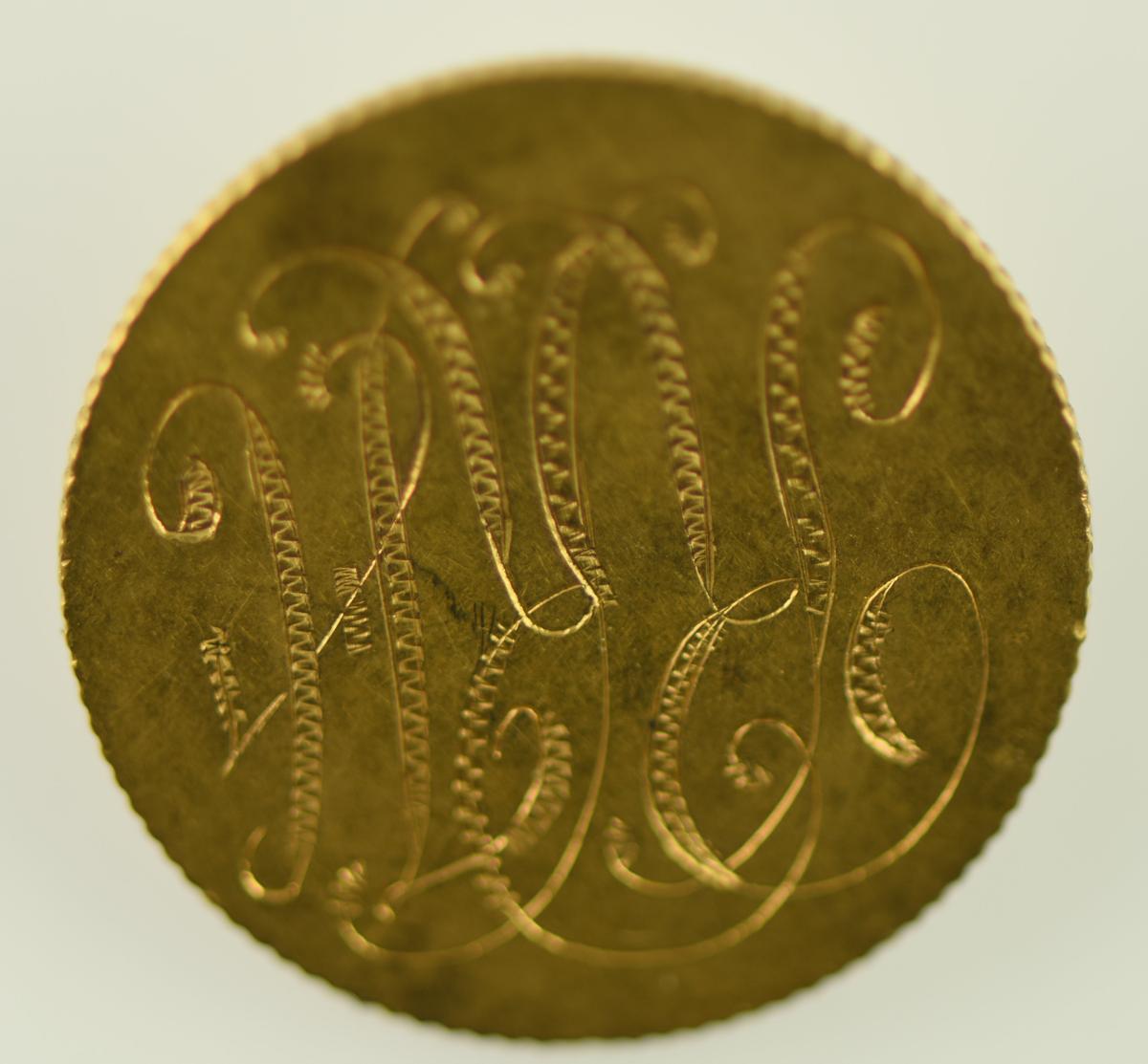 Lot #17 - 1881 $5 Gold Coin made into a Love Pin . Head is readable. Pin has been soldered on.