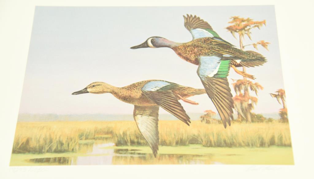 Lot #306 - 1989 Louisiana Migratory Waterfowl stamp print, (4) 1988-89 Federal Duck Stamp print