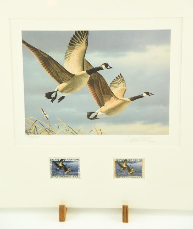 Lot #307 - 1984 First of State Oregon Wildfowl Stamp Print, First of State 1985 Wyoming Stamp