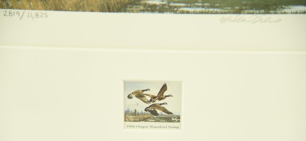 Lot #307 - 1984 First of State Oregon Wildfowl Stamp Print, First of State 1985 Wyoming Stamp