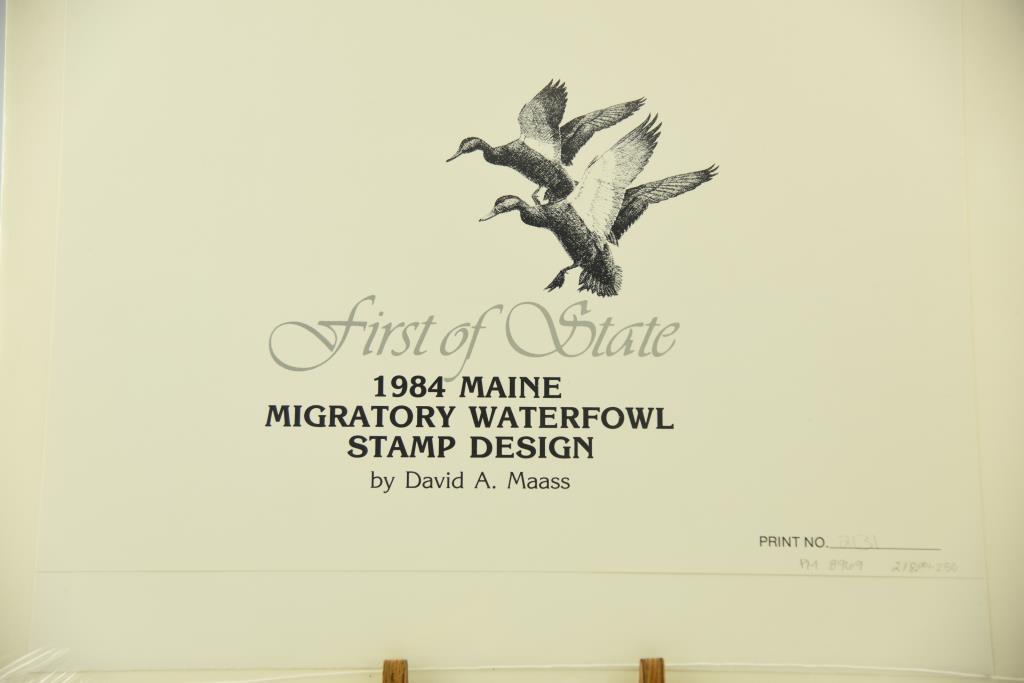 Lot #312 - 1984 Maine Migratory Waterfowl Stamp print by David Maas, 1982 Ohio Wetlands Habitat