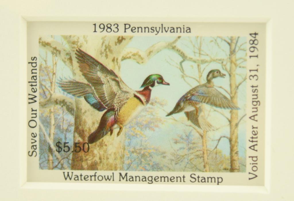 Lot #321 - 1983 New Hampshire Duck Stamp print by Richard Plasschaert, 1982 North Dakota Duck