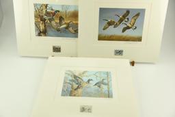 Lot #321 - 1983 New Hampshire Duck Stamp print by Richard Plasschaert, 1982 North Dakota Duck