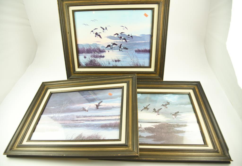 Lot #329 - (3) Framed prints of Geese and Mallards by A.J. Rudisill