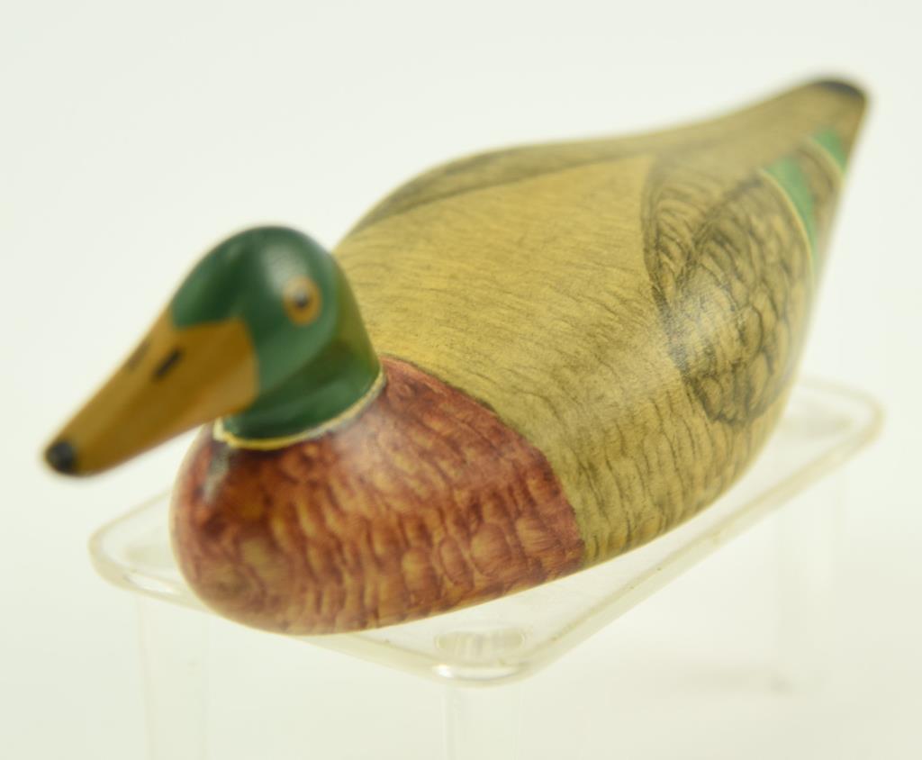 Lot #336 - Miniature carved Mallard drake by Frank Adams, Maine (from the Mort Kramer Collection)