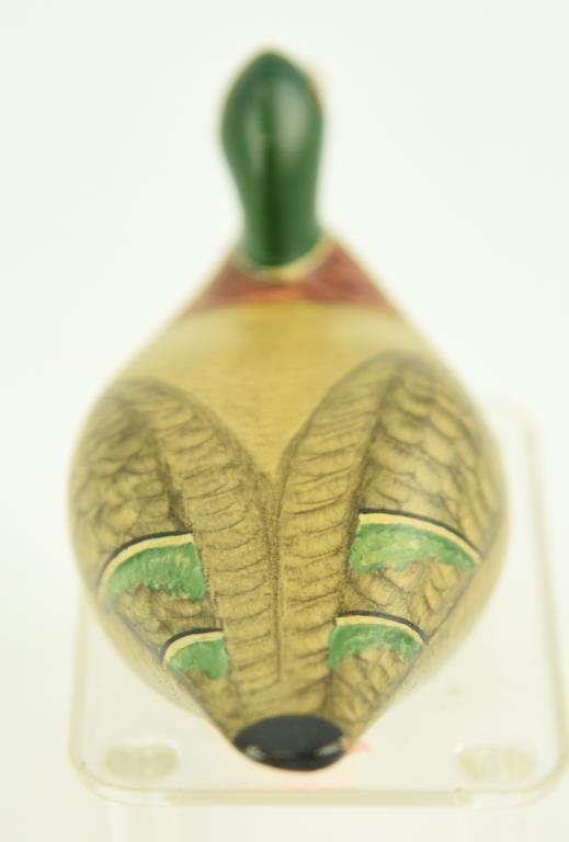 Lot #336 - Miniature carved Mallard drake by Frank Adams, Maine (from the Mort Kramer Collection)