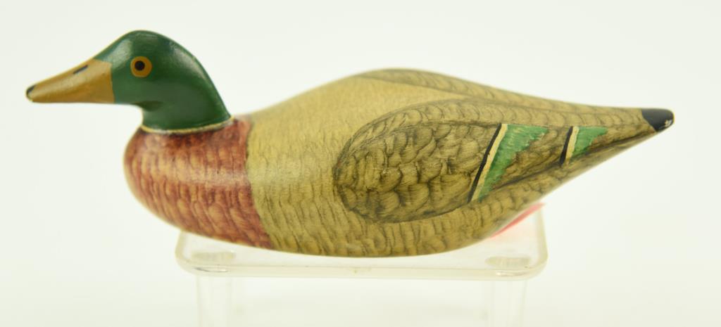 Lot #336 - Miniature carved Mallard drake by Frank Adams, Maine (from the Mort Kramer Collection)