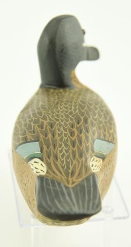 Lot #345 - Carved Blue Winged teal by Orville Quillen, Chincoteague, VA signed on underside and