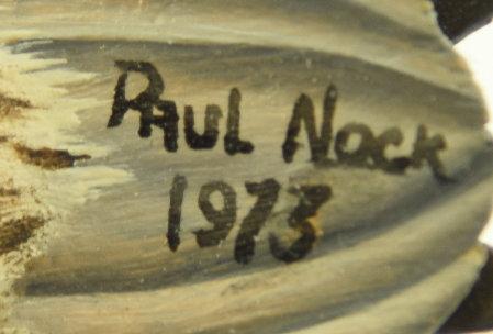 Lot #360 - Paul Nock Salisbury, MD Stilt Sand piper on driftwood signed and dated 1973 (from the