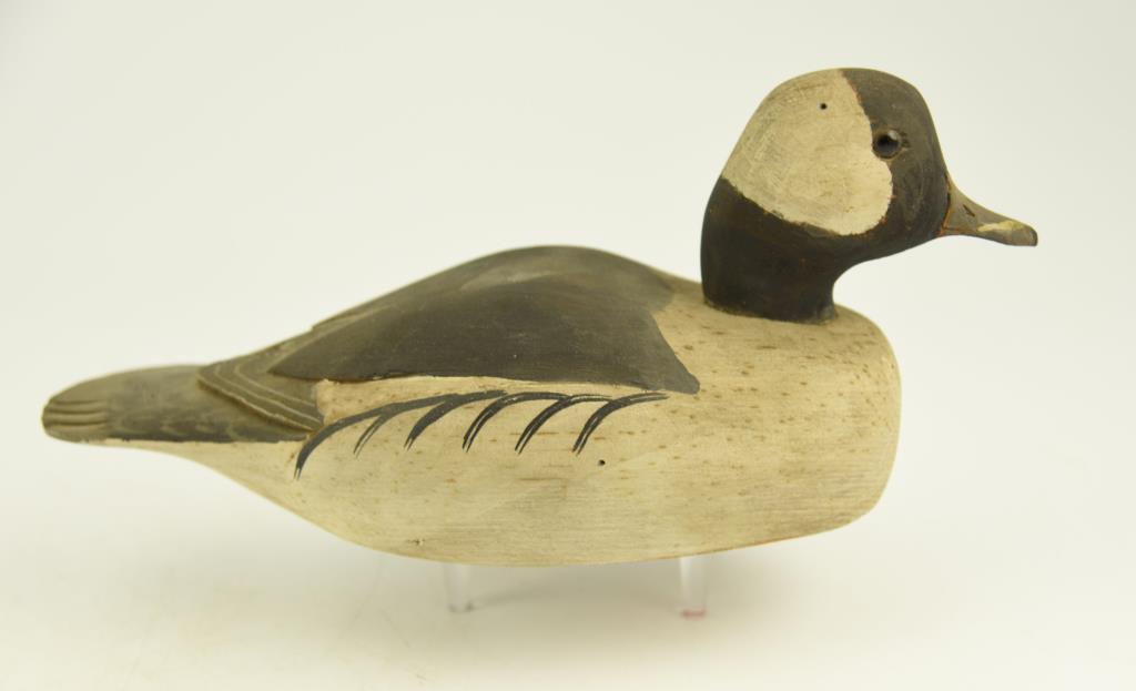 Lot #792 - Unsigned Bufflehead Decoy with raised feathers & glass eyes, 1/3 size unsigned