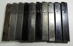 Lot #812 - (9) Sten 32 round 9mm magazines in military ammo can. HIGH CAPACITY MAGS. CAN'T  BE