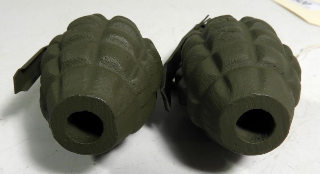 Lot #820 - (2) Deactivated pineapple grenades. Both are marked RFX.