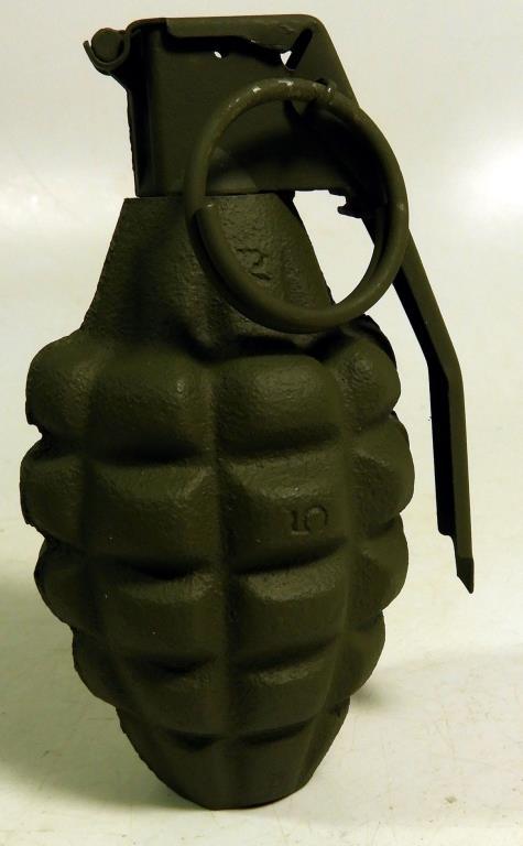 Lot #821 - (2) Deactivated pineapple grenades. Both are marked RFX.