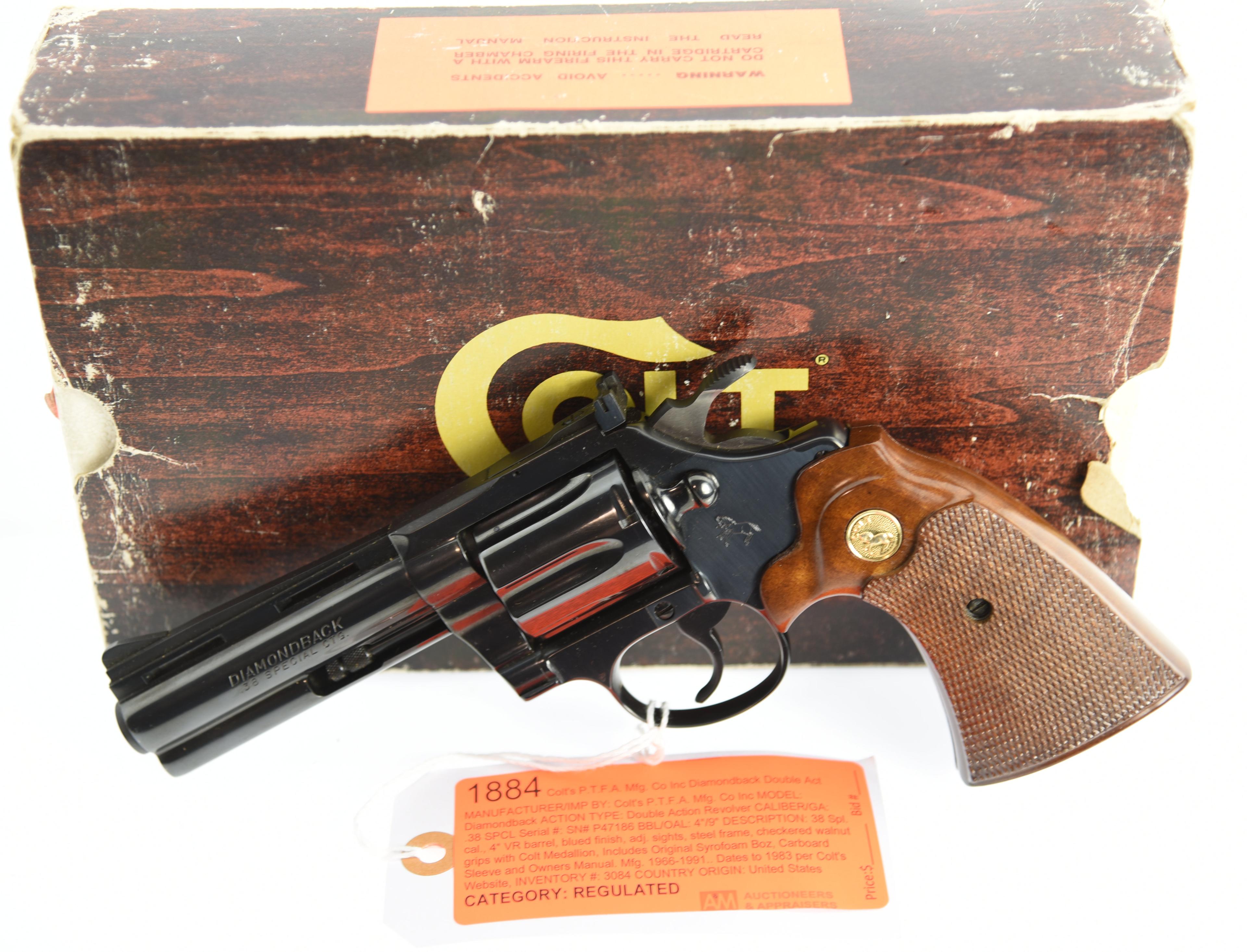 Lot #1884 - Colt's P.T.F.A. Mfg. Co Inc Diamondback Double Action Revolver SN# P47186 .38 SPCL