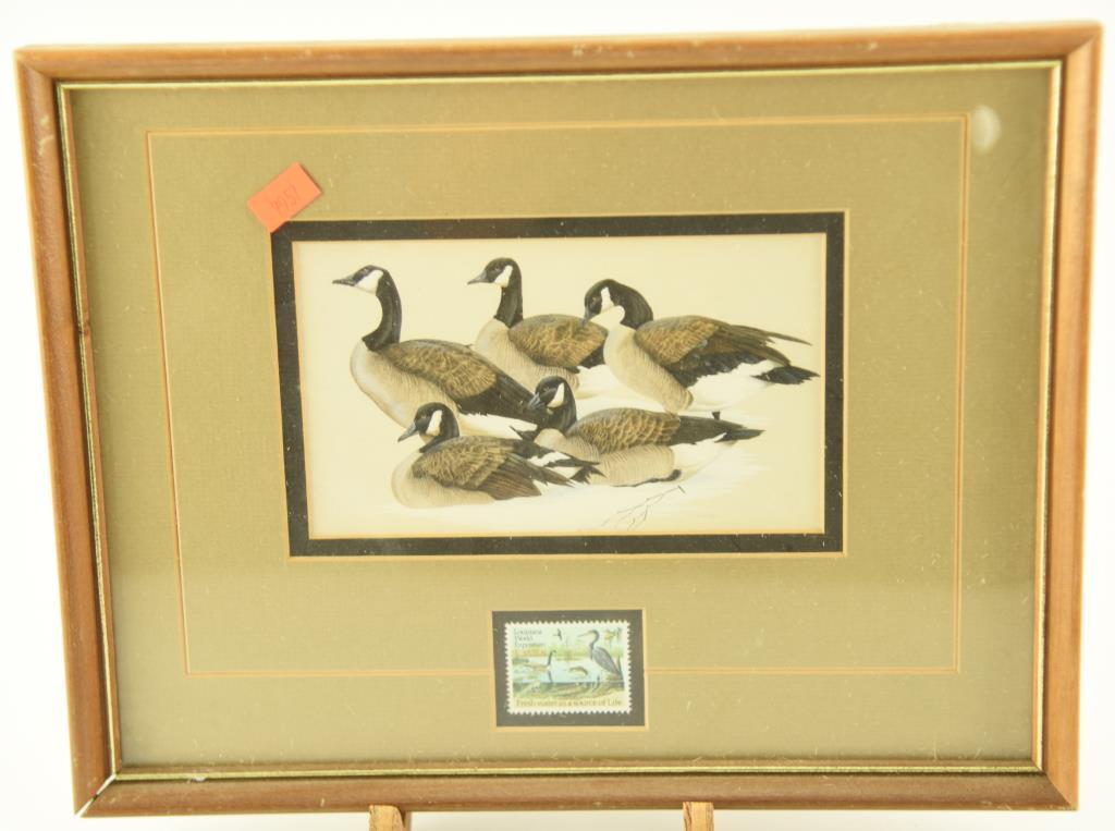 Lot # 4567 -  Framed Louisiana World Expedition Stamp Print with Canada Geese (10 x 12) and