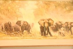 Lot # 4036 -  “Elephants at Amboseli” print by David Shepherd. Has been professionally framed