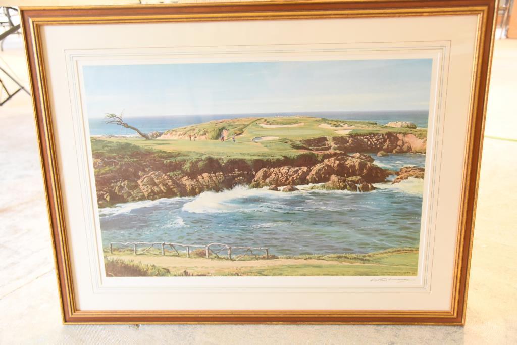 Lot # 4048 - “The 16th Green, Cyress Point” limited edition print by Arthur Weaver published in