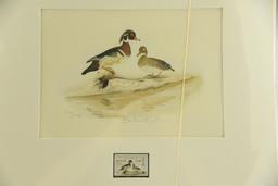 (2) Initial Alabama State Duck Stamp prints by Barbara Keel both matted with original stamp,