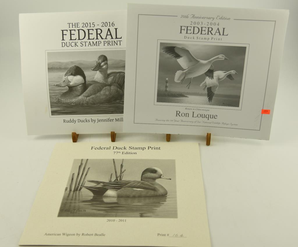 (1) 2003-2004 Federal Duck Stamp print “Return to Chincoteague” by Ron Louque, (1) 2015-2016