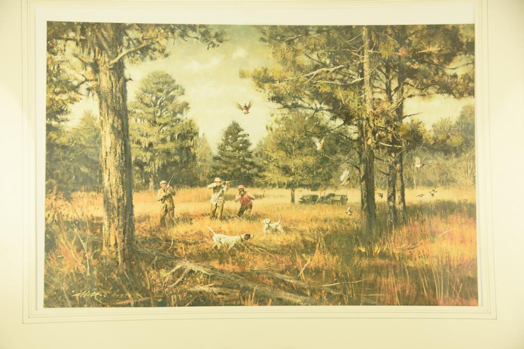 (30) “Yellow Labrador” prints by James P. Fisher (24” x 26”), matted print of “English Setter”