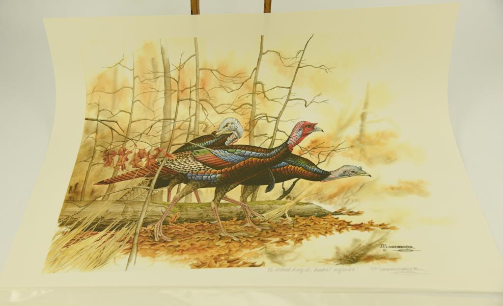 (1) Print of Wild Turkeys by J.F. Landenburger 18” x 24”, “Black Ducks at Davis Creek” by