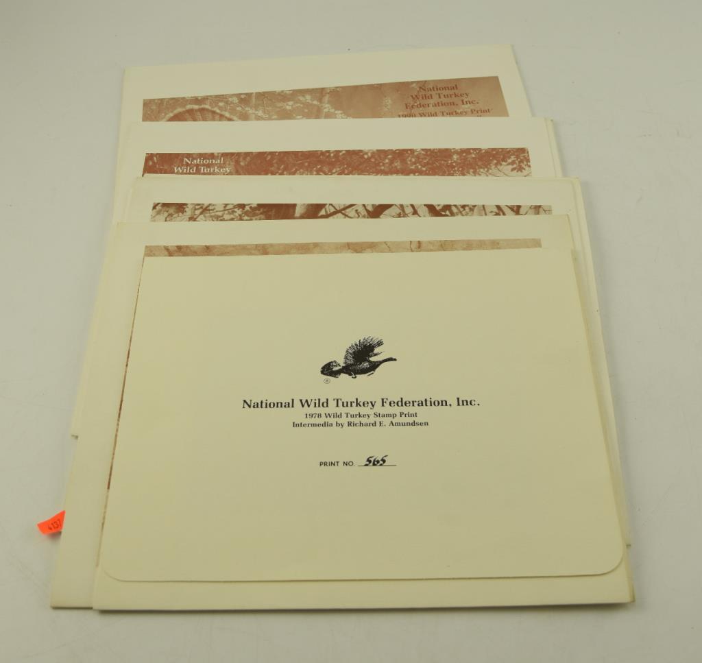1987 Wild Turkey Federation Print “The Clearing" by Jim Killen, 1986 NWTF print “Bearded Bronze