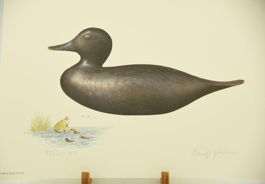 1989 Massachusetts Duck Stamp print by Lou Barnicle, 1988 Massachussets Duck Stamp print by Bob