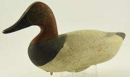 (4) Upper Bay Canvasback Drake decoys in original paint branded Ballam on underside with lead