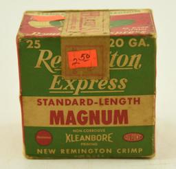 (2) Vintage 20 gauge shotgun shell boxes with approximately 14 shotgun shells