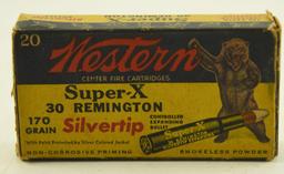 Box of vintage Western Super X .22 short, Vintage box of Winchester Leader .22 long rifle,