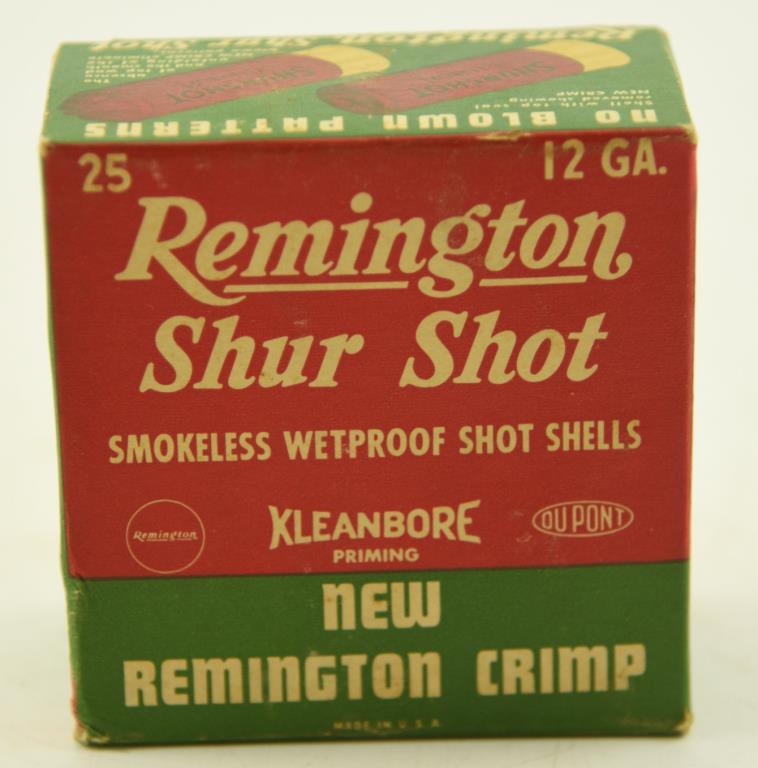Vintage box of Remington Shur Shot 12 gauge 2¾” 8 shot unopened